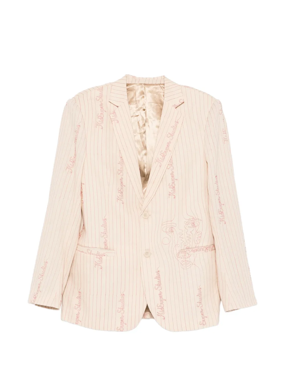 KidSuper pinstripe-embroidered blazer - Neutrals