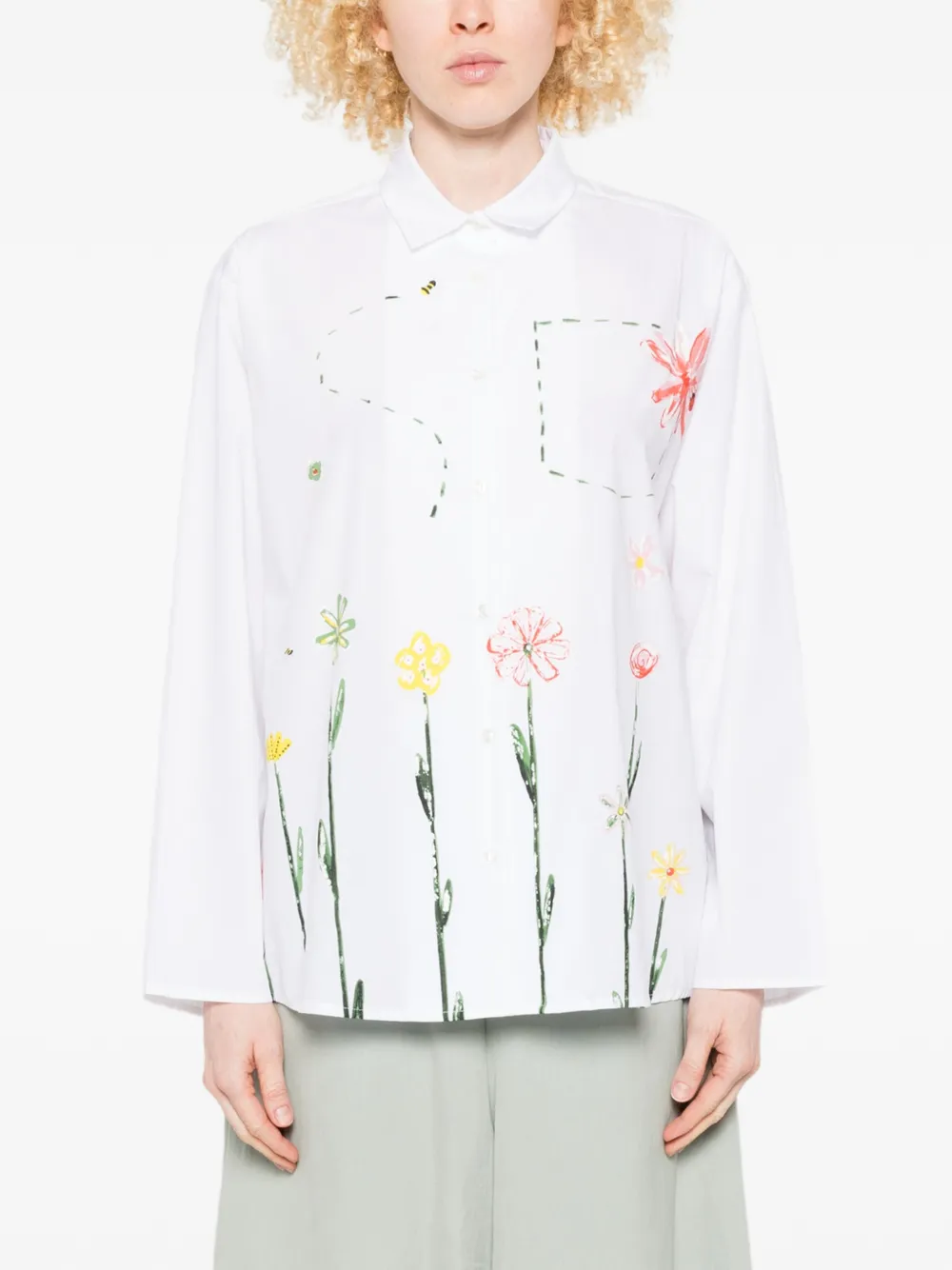  Why Ci Camisa Con Estampado Floral - Blanco 