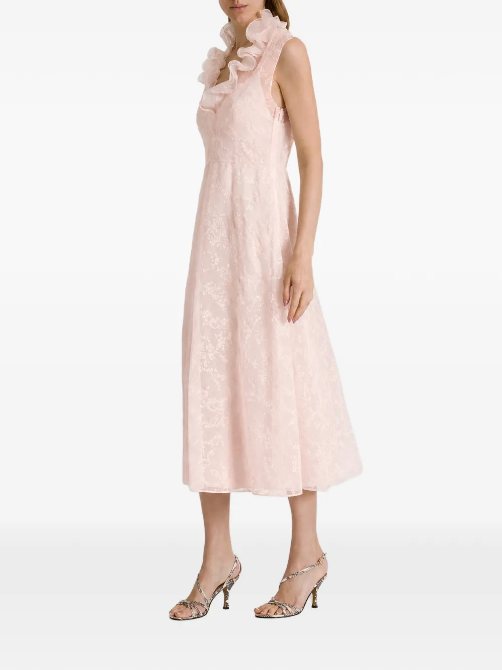 Alberta Ferretti Jurk met geborduurde bloemen Roze