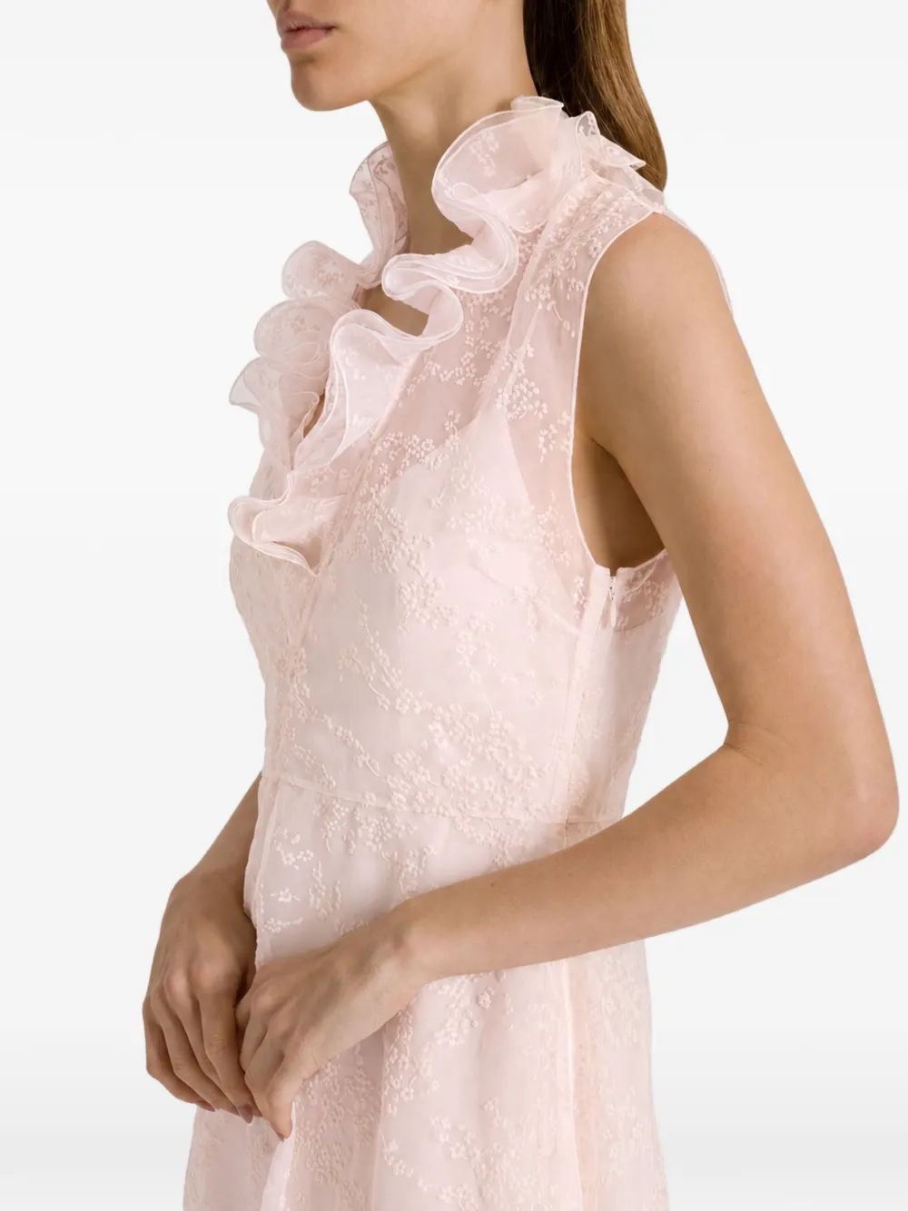 Alberta Ferretti Jurk met geborduurde bloemen Roze