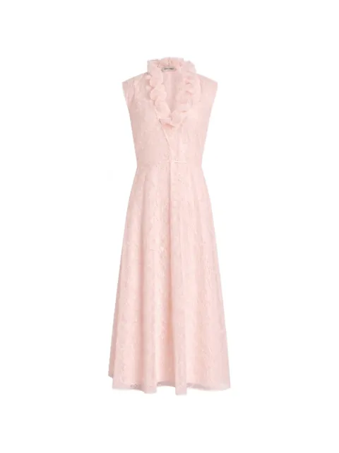 Alberta Ferretti ruffled floral-embroidered midi dress