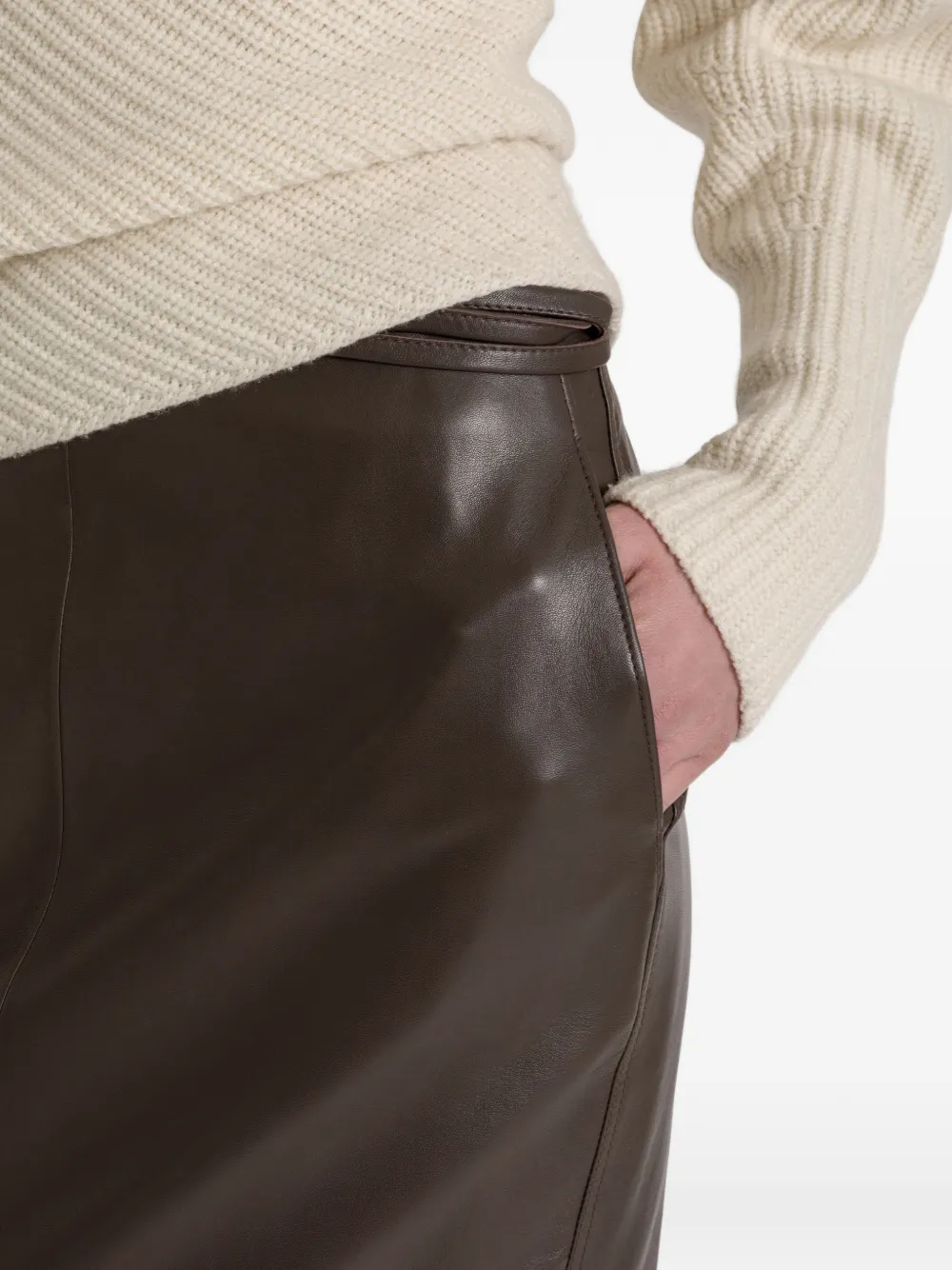 Alberta Ferretti Rok met leren vlakken Bruin