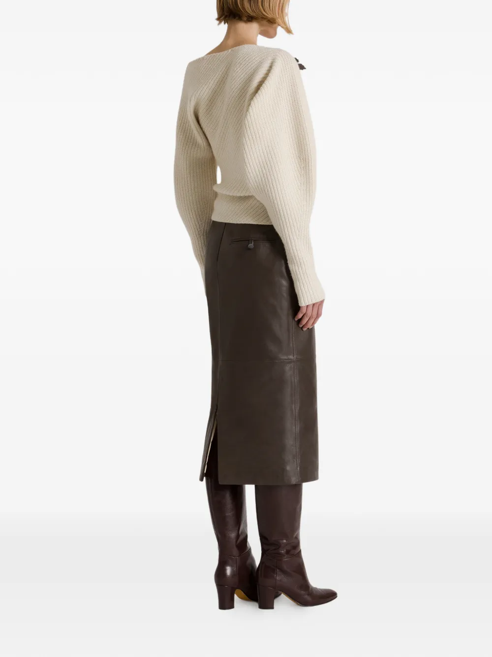 Alberta Ferretti Rok met leren vlakken Bruin