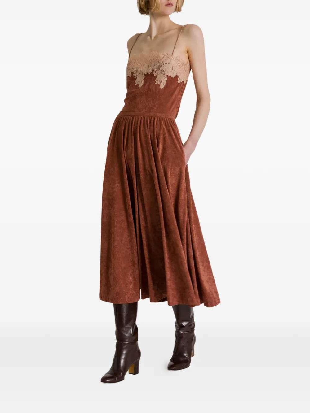 Alberta Ferretti Kanten hemd Bruin