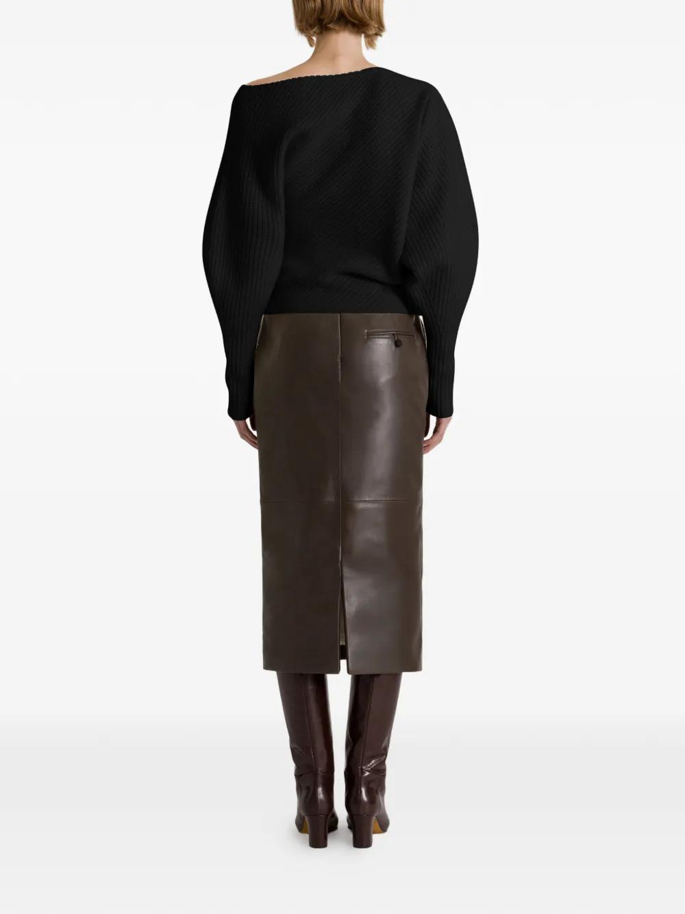 Alberta Ferretti Ribgebreide trui met bloemapplicatie Zwart