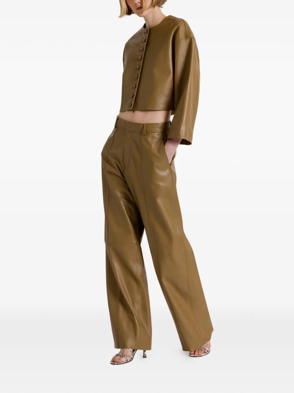 Alberta Ferretti Leren broek Groen