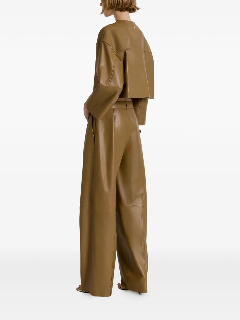 Alberta Ferretti Leren broek Groen
