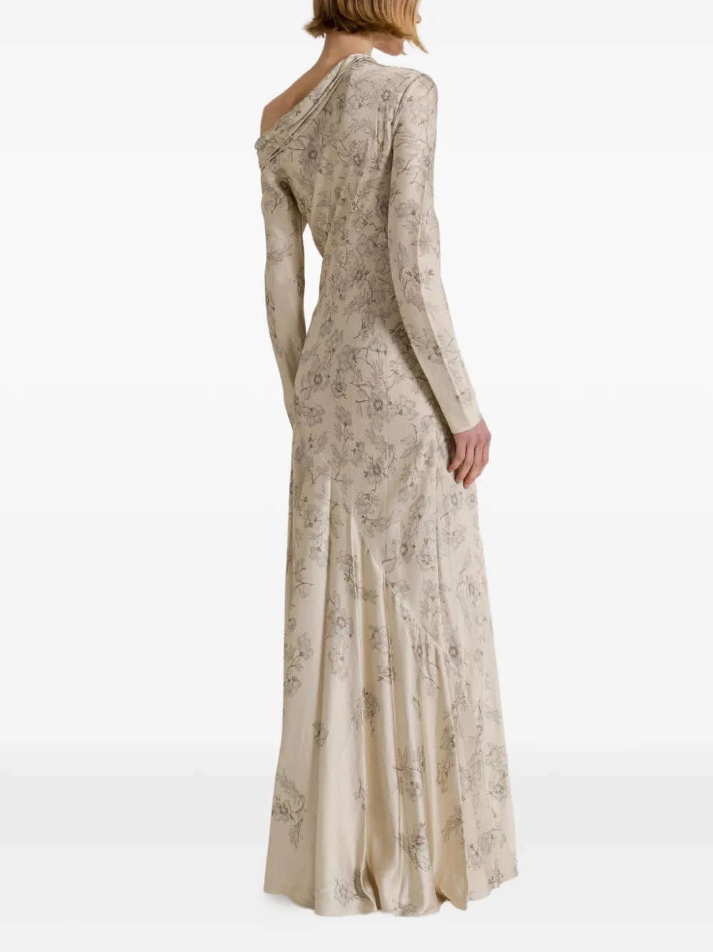 Alberta Ferretti Off-shoulder jurk met bloemenprint Beige