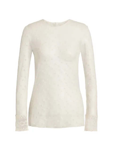 Alberta Ferretti top traslúcido con ribete de encaje