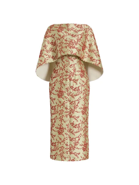 Alberta Ferretti floral-print cape midi dress