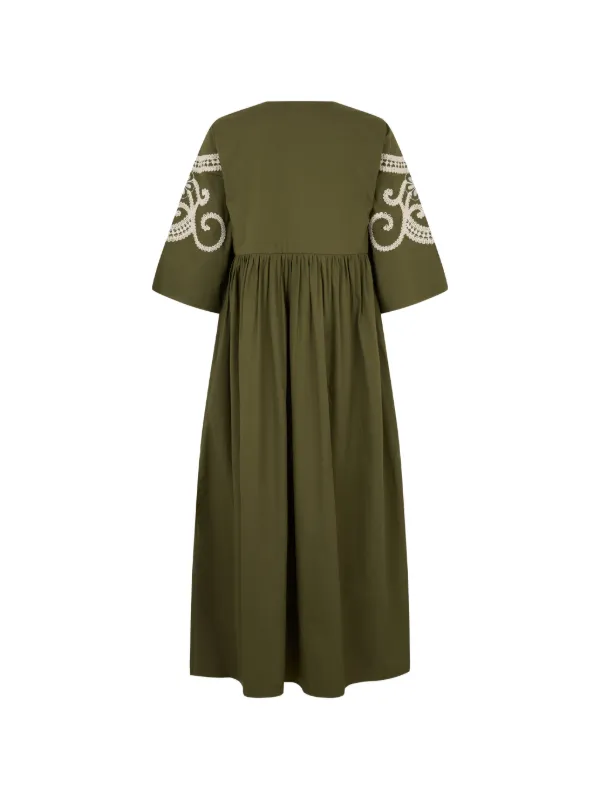Weekend Max Mara Tilde Embroidered gathered-waist Maxi Dress | Green |  FARFETCH BH