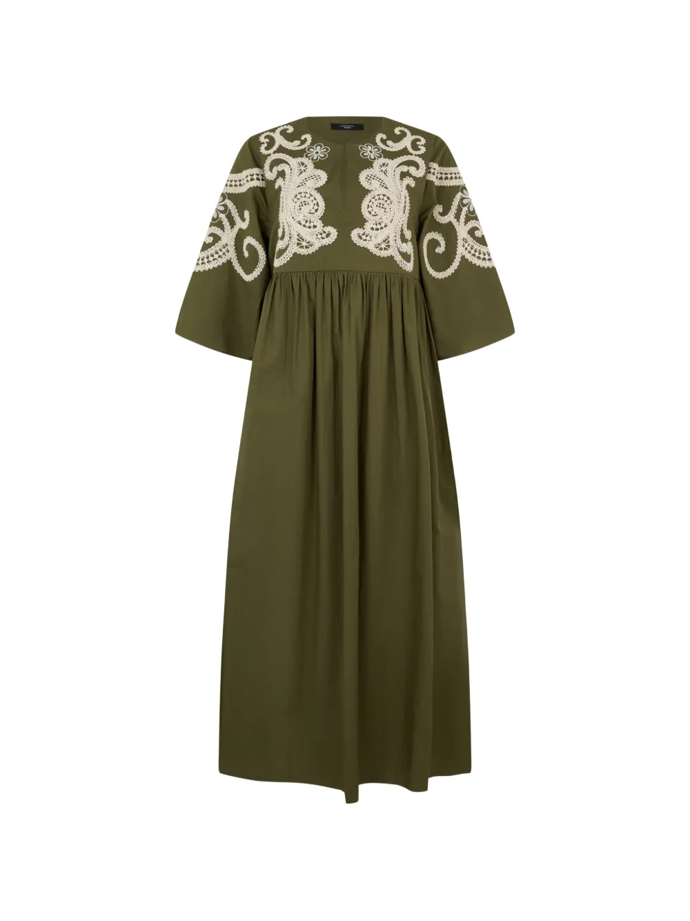 Weekend Max Mara Tilde embroidered gathered-waist maxi dress - Verde
