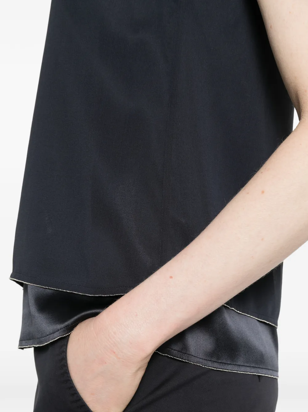 Peserico Blouse met kralen afwerking Blauw