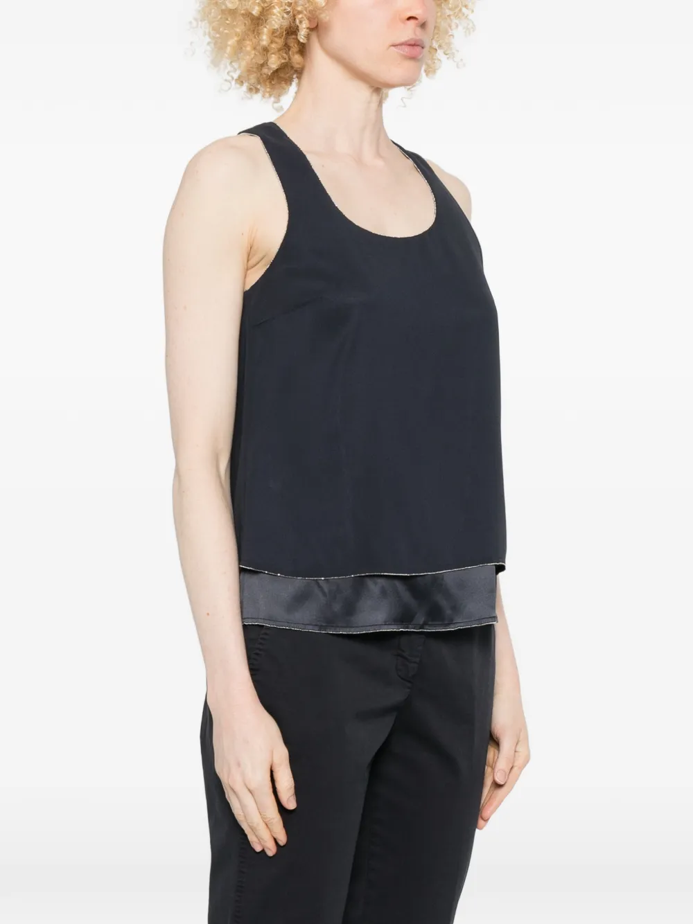 Peserico Blouse met kralen afwerking Blauw