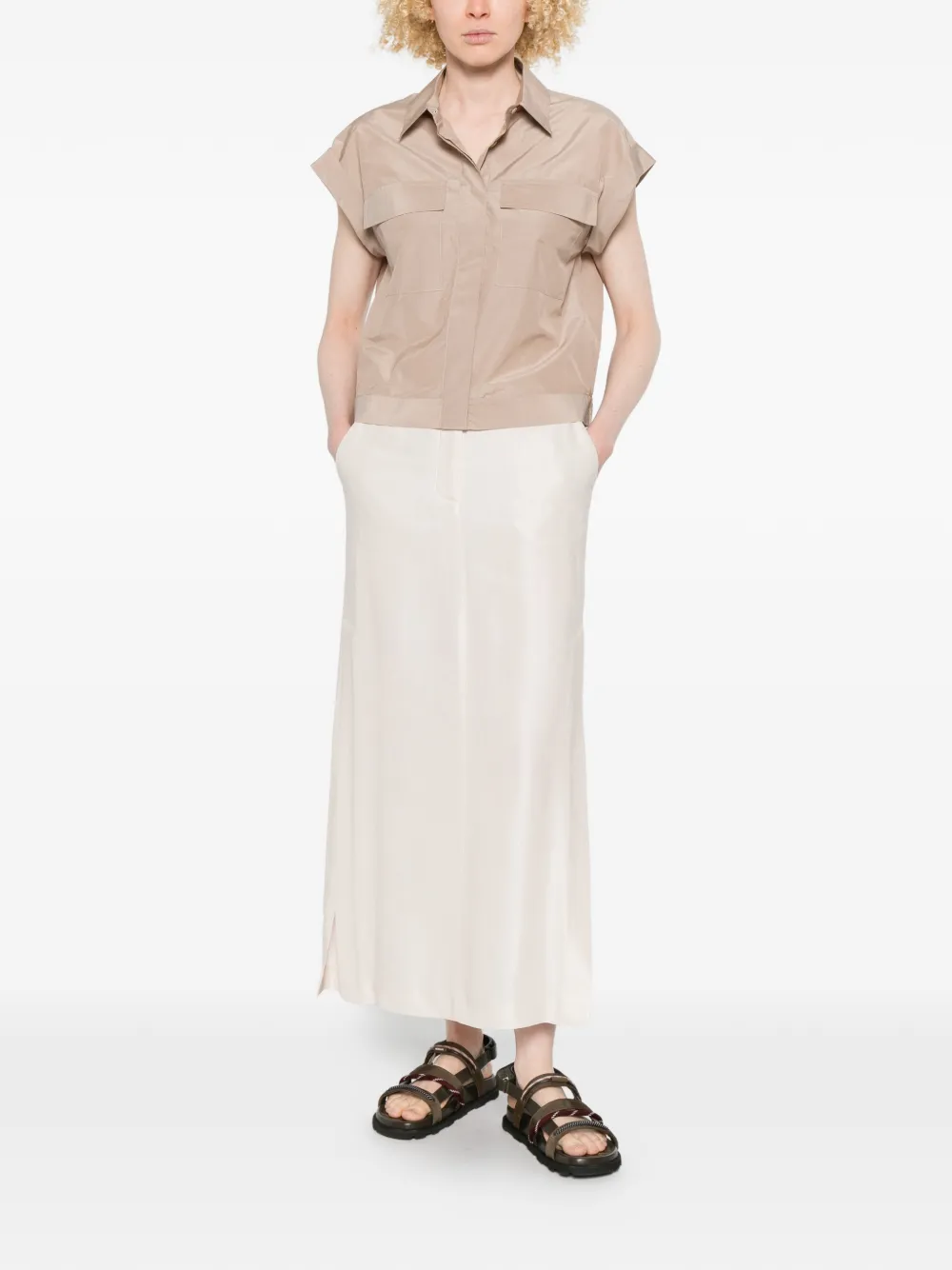 Peserico Midi-rok met zijsplit Beige