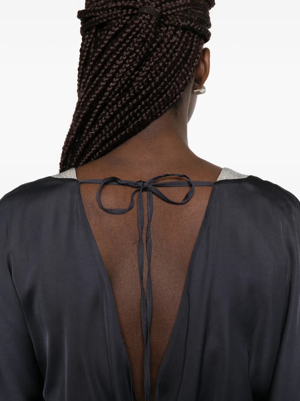 Peserico Verfraaide jurk met strik Blauw
