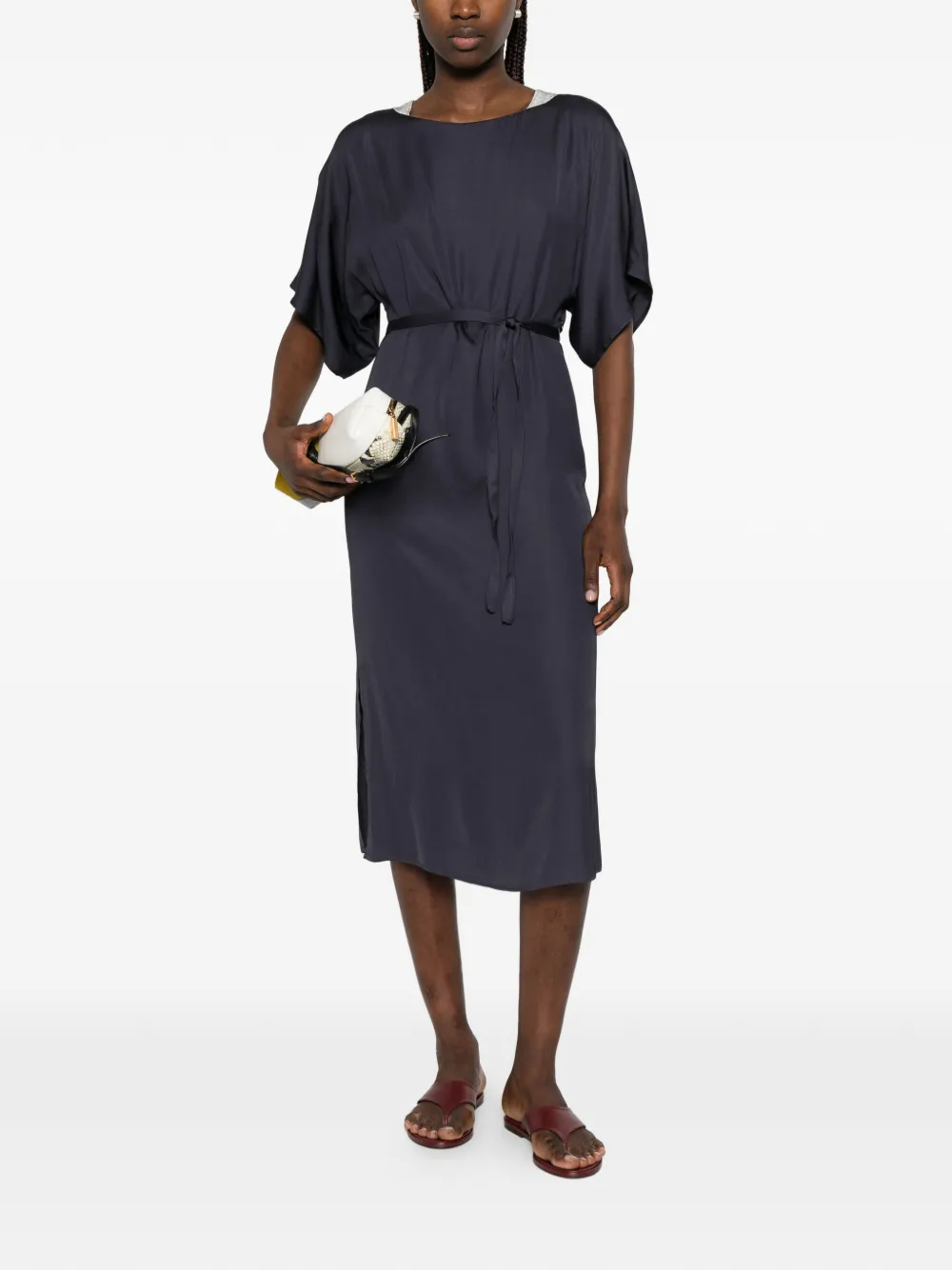 Peserico Verfraaide jurk met strik Blauw