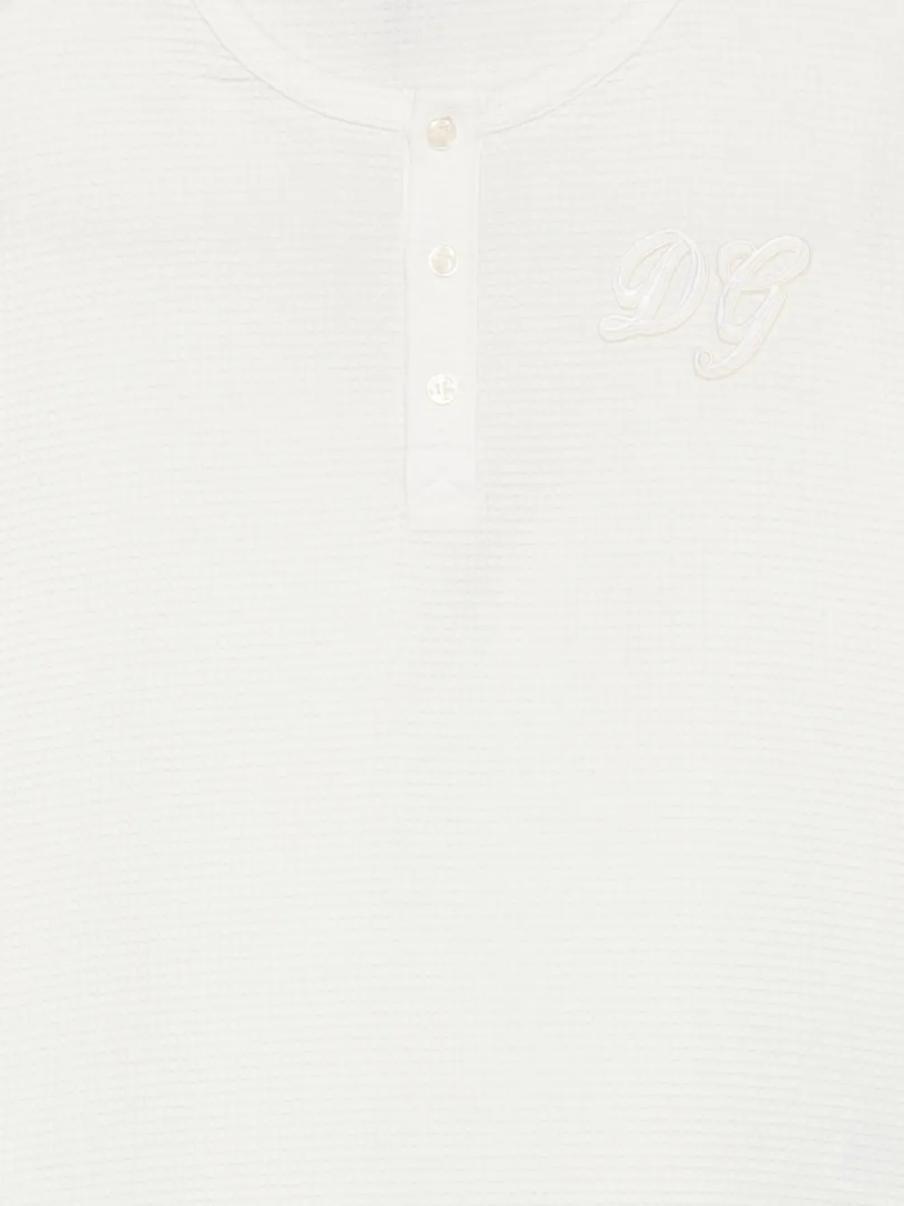 Dolce & Gabbana Kids Wafelgebreid T-shirt met geborduurd logo Wit