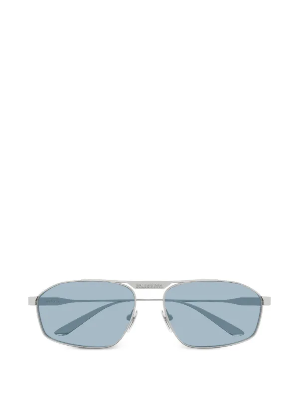 BARAGAS シルバー ブルーレンズ リムレスサングラス Balenciaga Eyewear パイロット サングラス | シルバートーン