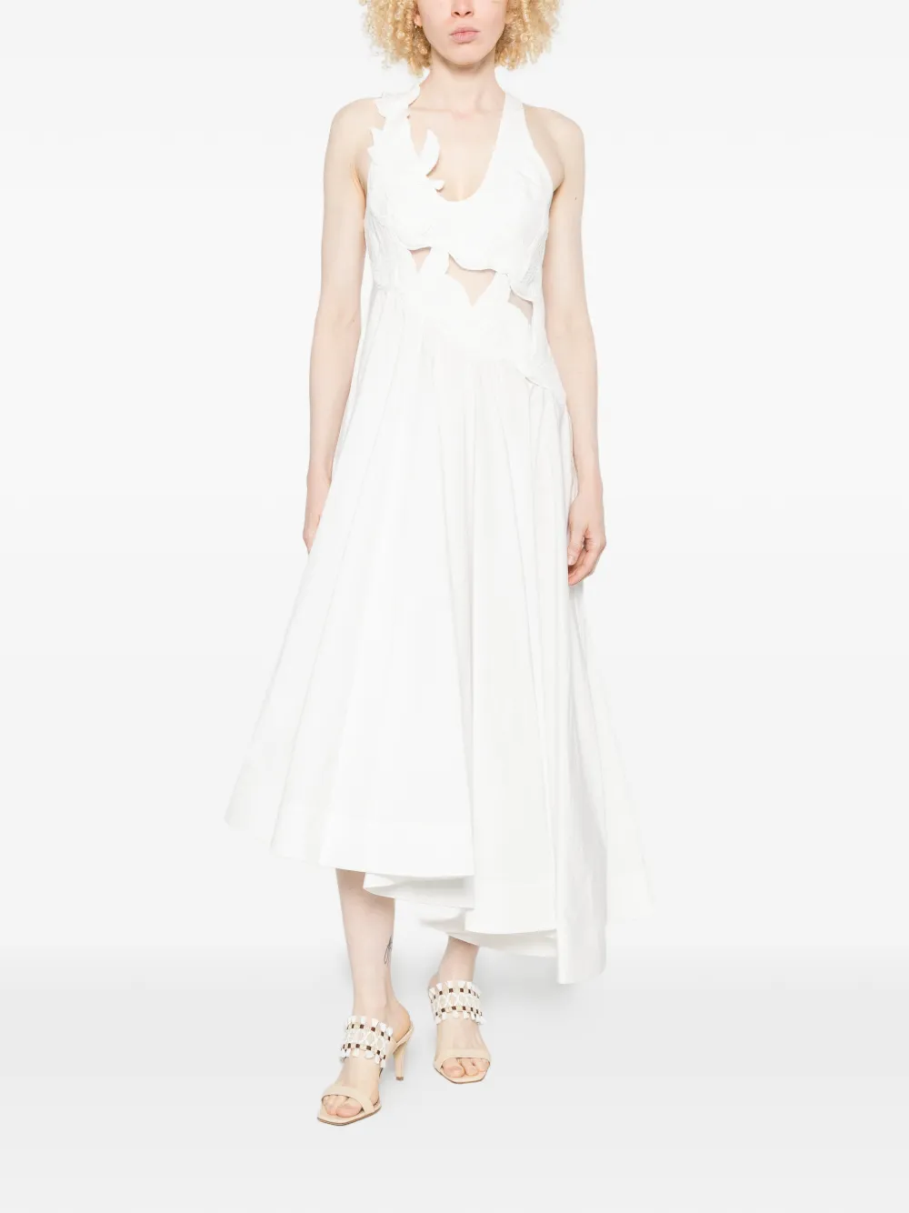 ZIMMERMANN Luna midi-jurk met applicatie Beige