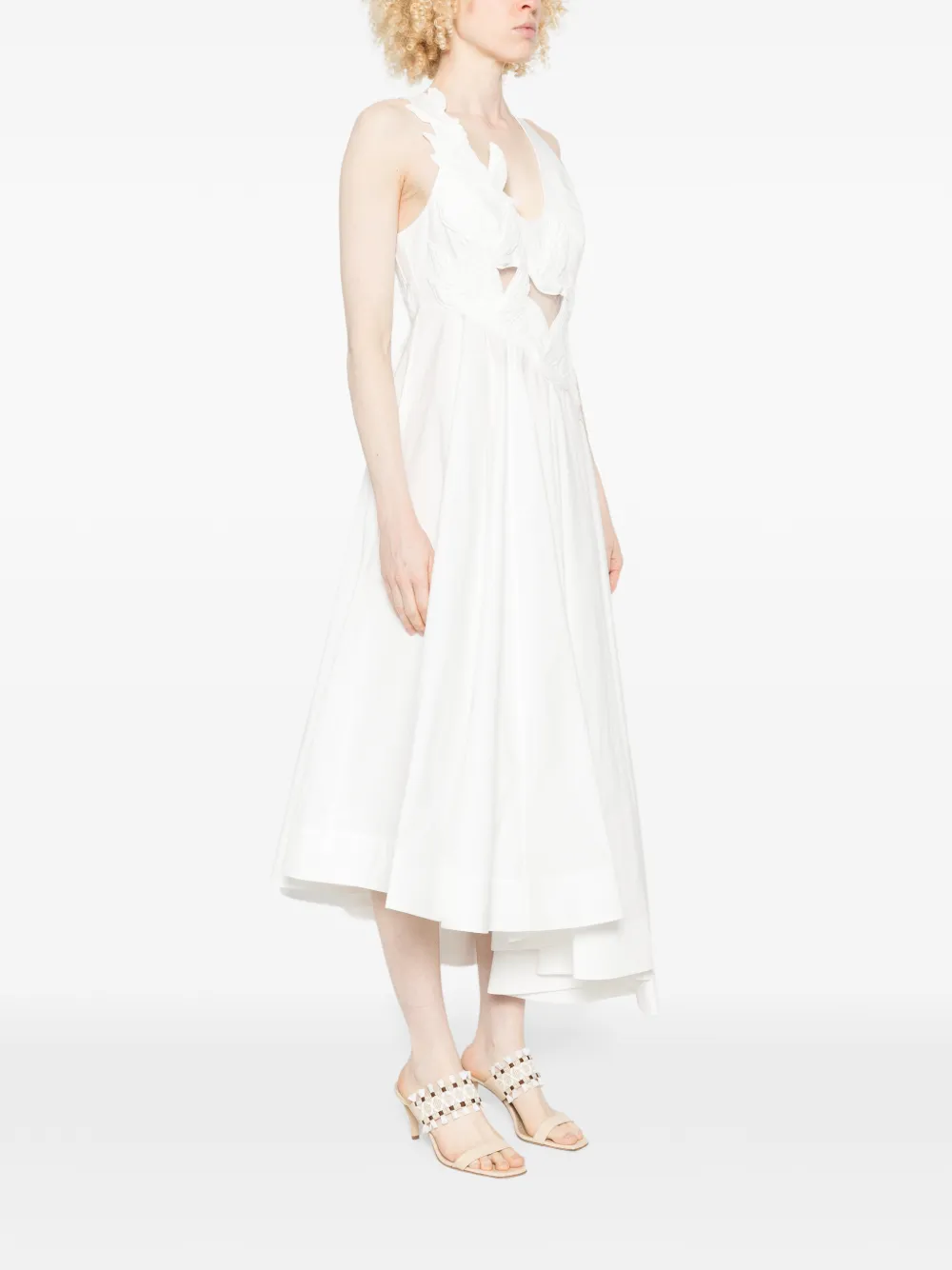 ZIMMERMANN Luna midi-jurk met applicatie Beige