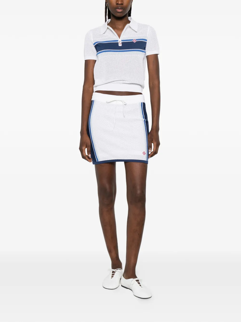 Casablanca Mesh rok met trekkoord Wit