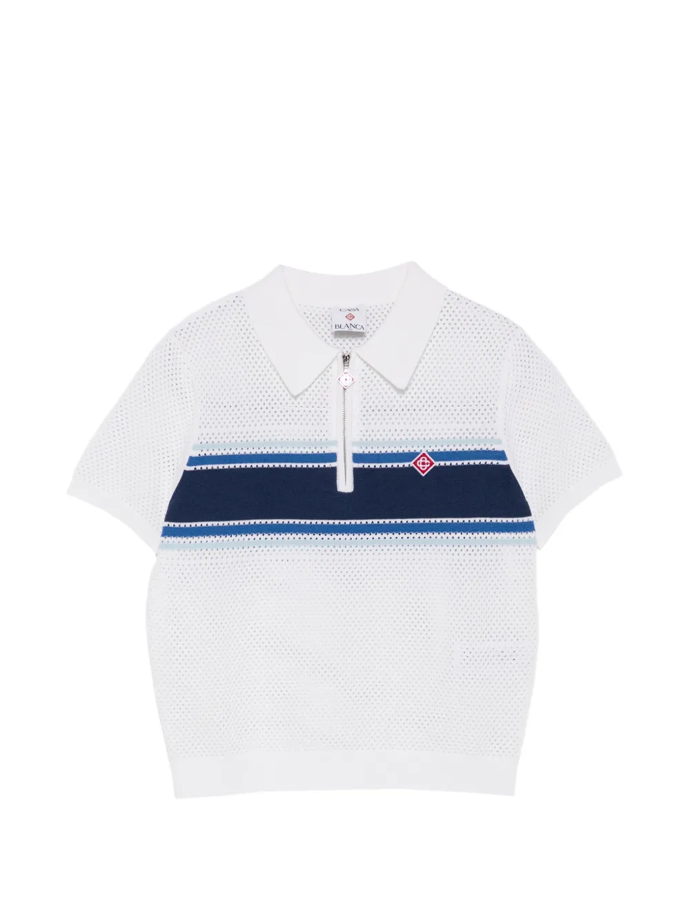 Casablanca striped zip polo shirt - Weiß