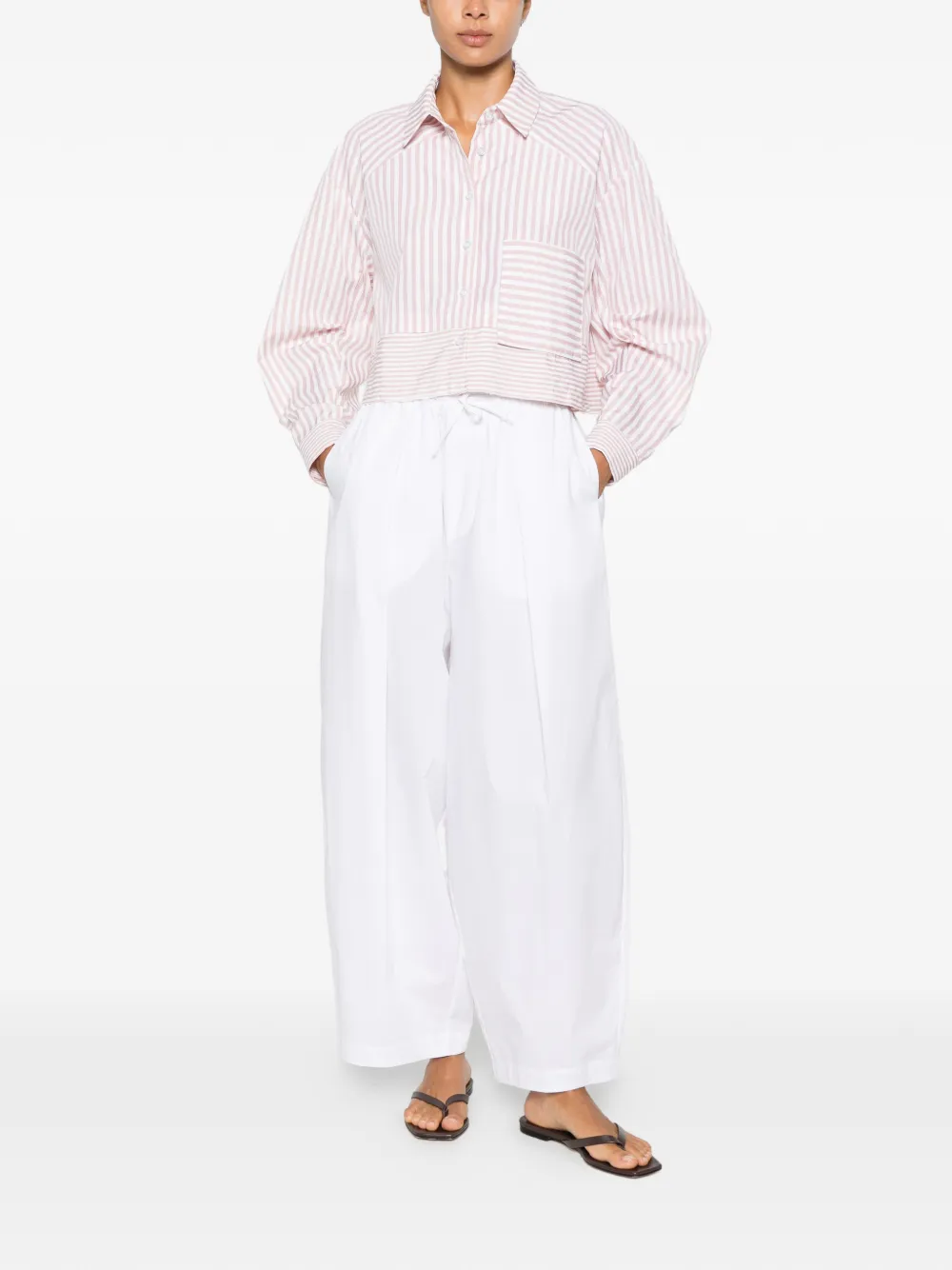 Weili Zheng striped cropped shirt - Rosa