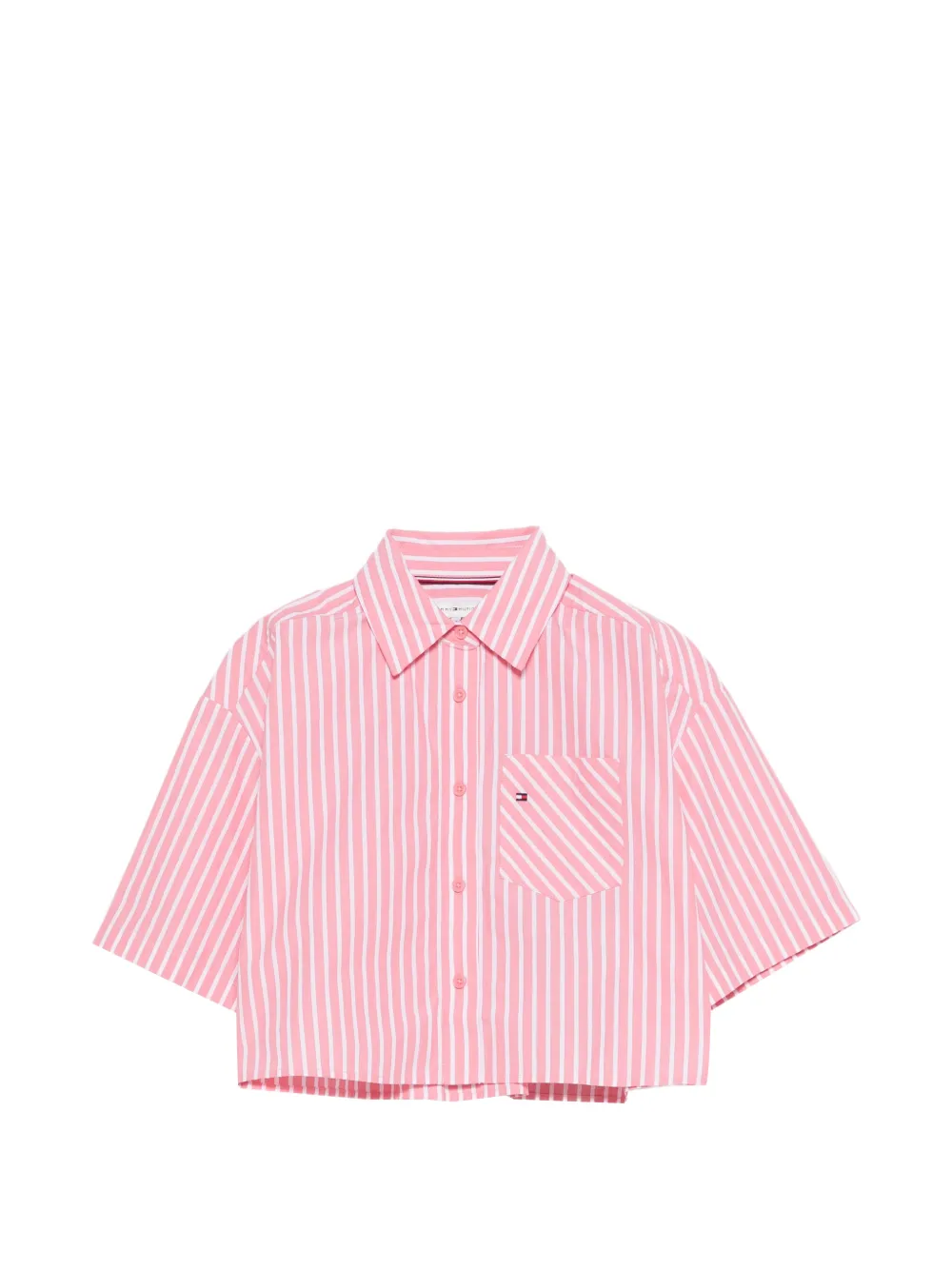 Tommy Hilfiger Junior striped chest-pocket shirt - Rosa