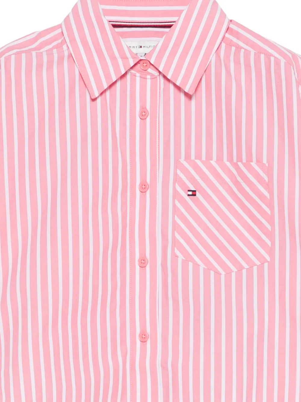 Tommy Hilfiger Junior Gestreept shirt met borstzak Roze