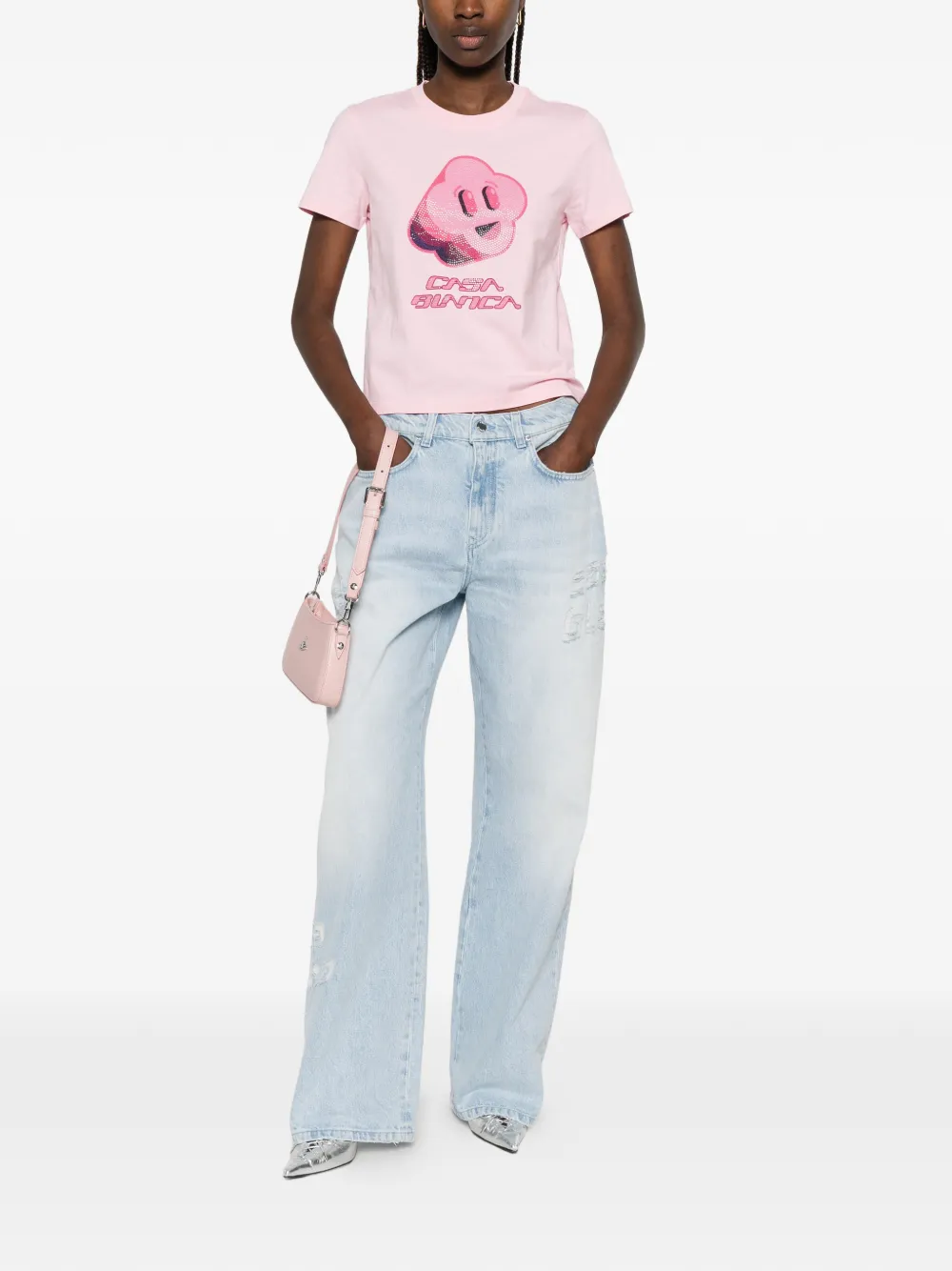 Casablanca Jeans met gerafelde letter Blauw