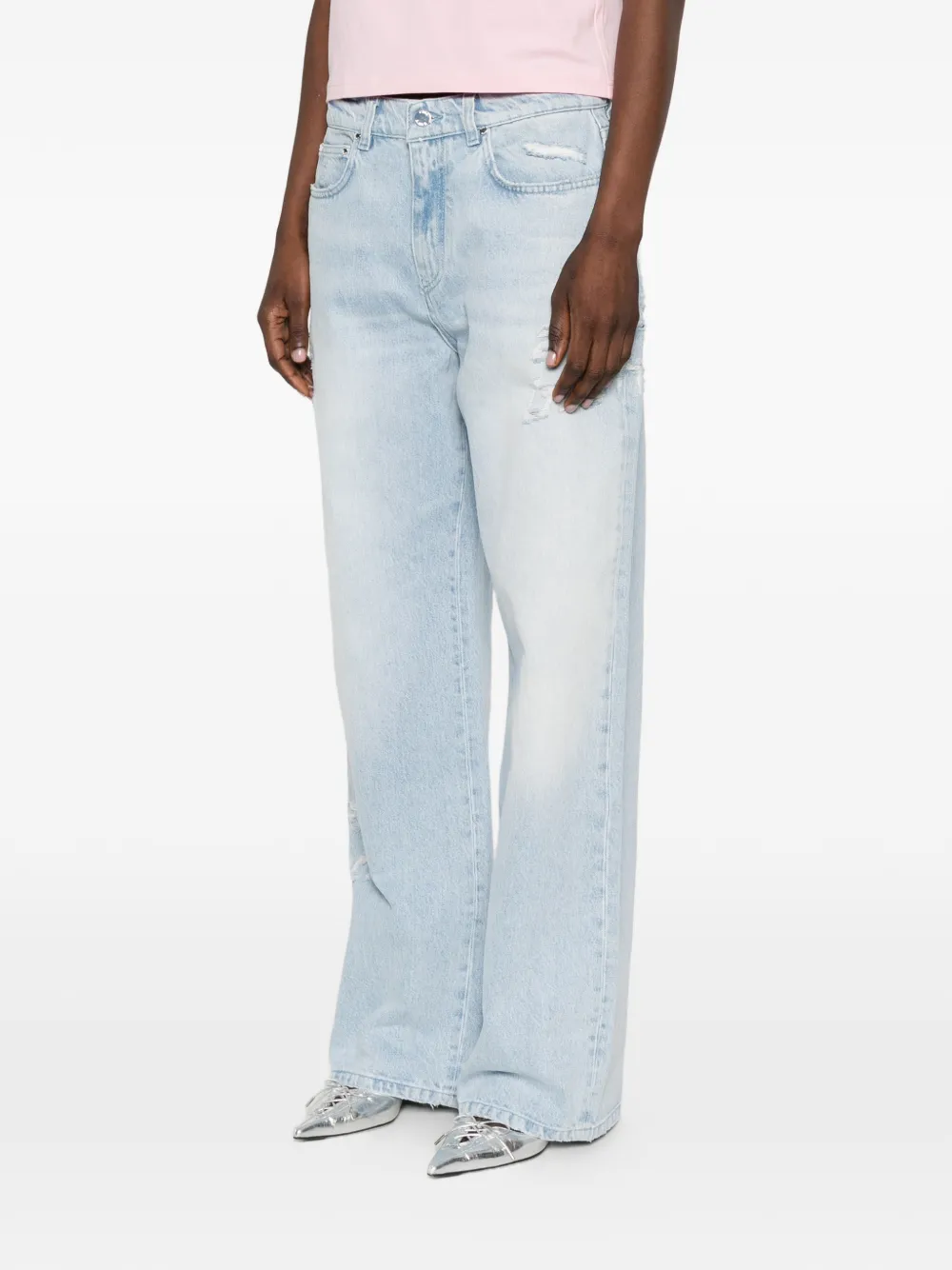 Casablanca Jeans met gerafelde letter Blauw