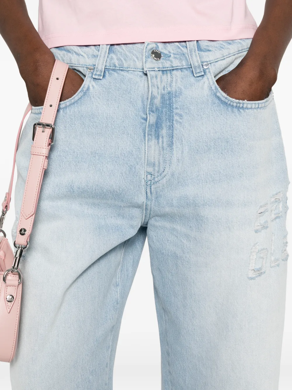 Casablanca Jeans met gerafelde letter Blauw