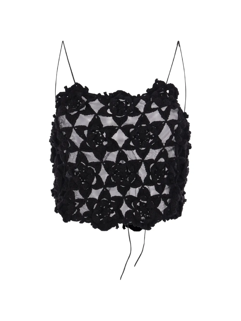 PAULINE DUJANCOURT crochet-knit lace-up top - Nero