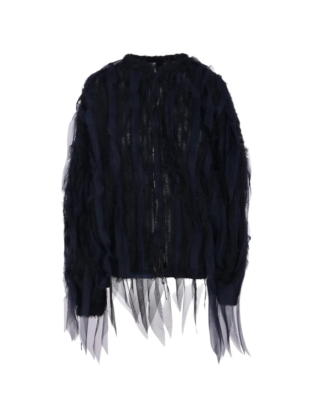 PAULINE DUJANCOURT tulle-panelled frayed jacket