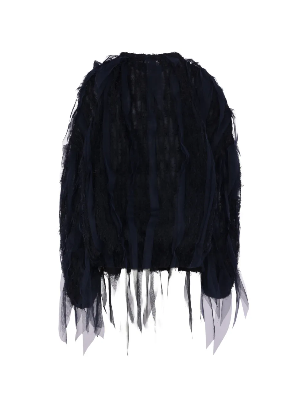 PAULINE DUJANCOURT Tulle-panelled Frayed Jacket in Blue, view 2
