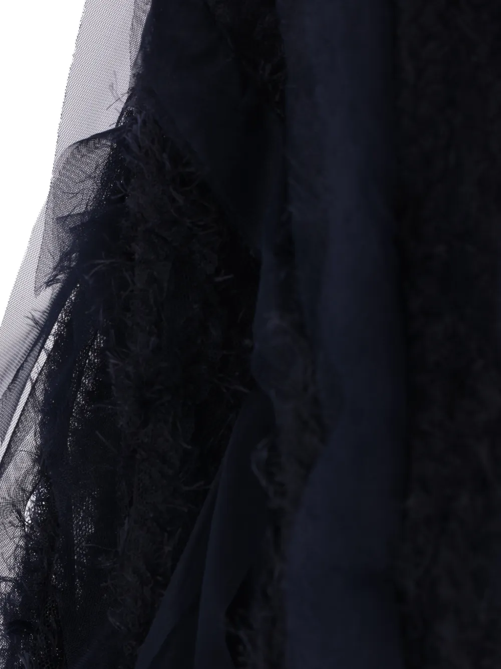 PAULINE DUJANCOURT Tulle-panelled Frayed Jacket in Blue, view 3