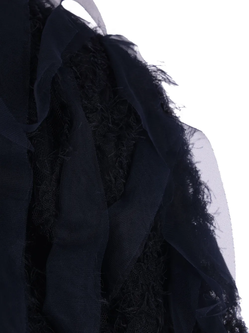 PAULINE DUJANCOURT Tulle-panelled Frayed Jacket in Blue, view 4