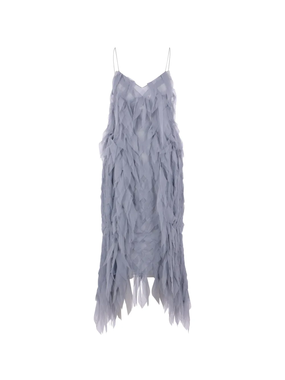 PAULINE DUJANCOURT ruffled frayed-edge dress - Blu