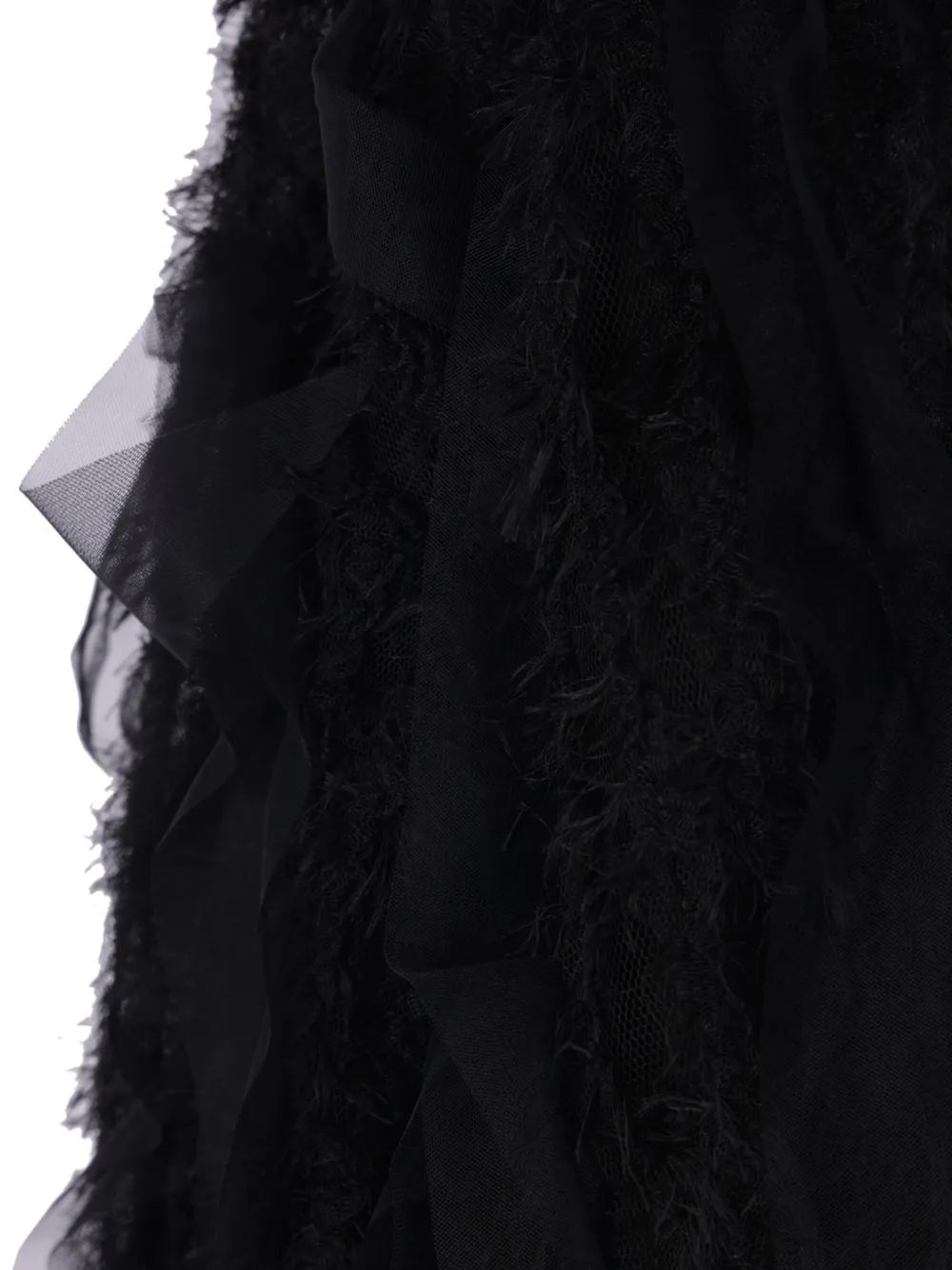 Pauline Dujancourt Tulle-panelled Frayed Jacket in Black, view 3
