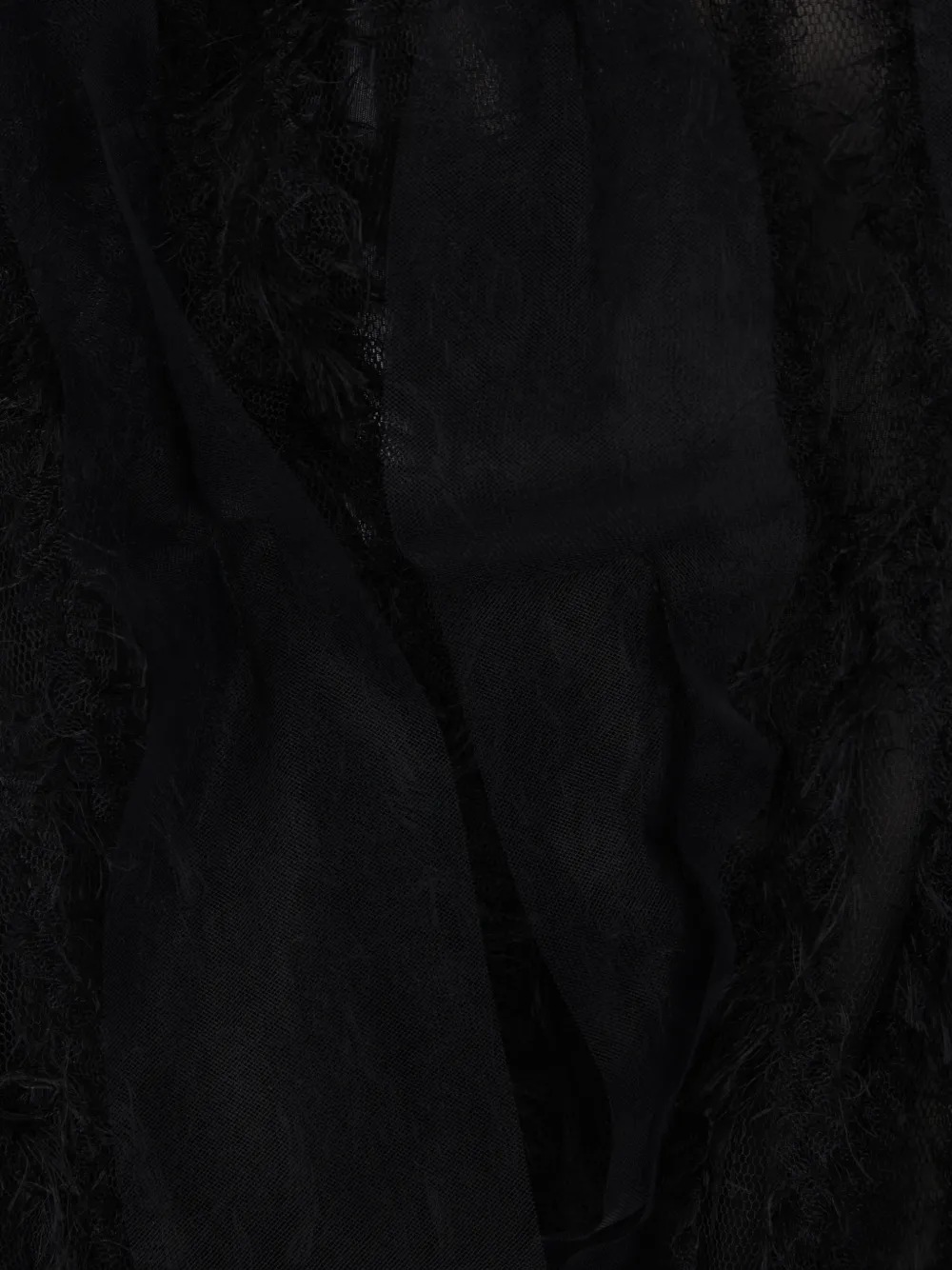 Pauline Dujancourt Tulle-panelled Frayed Jacket in Black, view 4