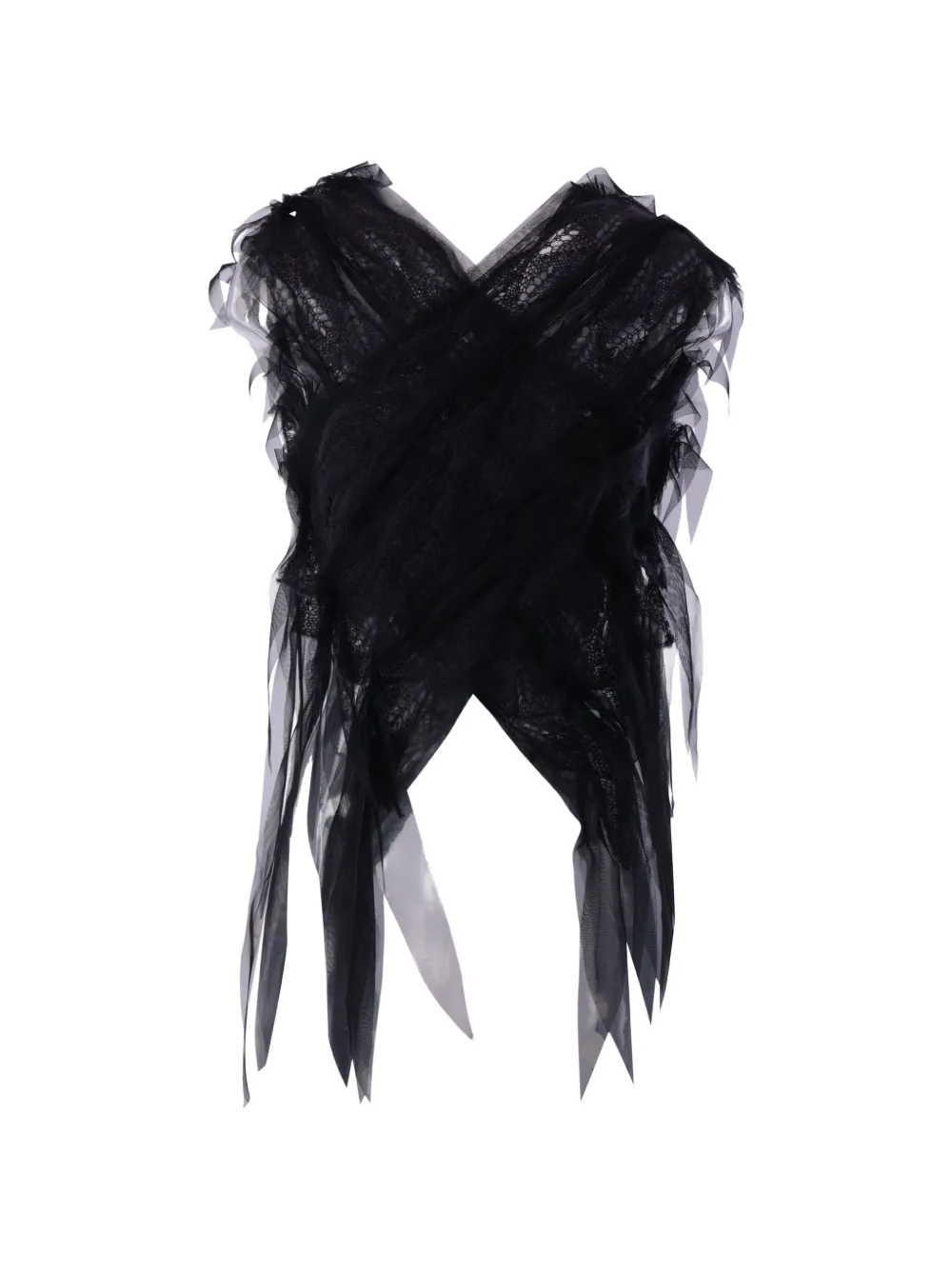 PAULINE DUJANCOURT lace-panelled ruffled top - Nero