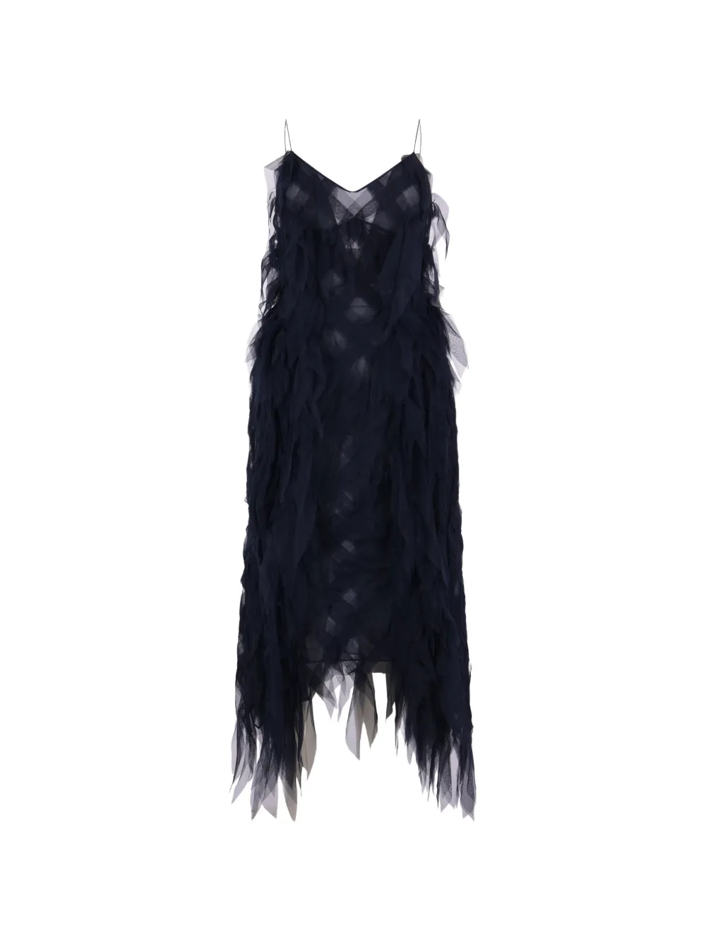 PAULINE DUJANCOURT mesh-layered spaghetti-strap dress - Blu