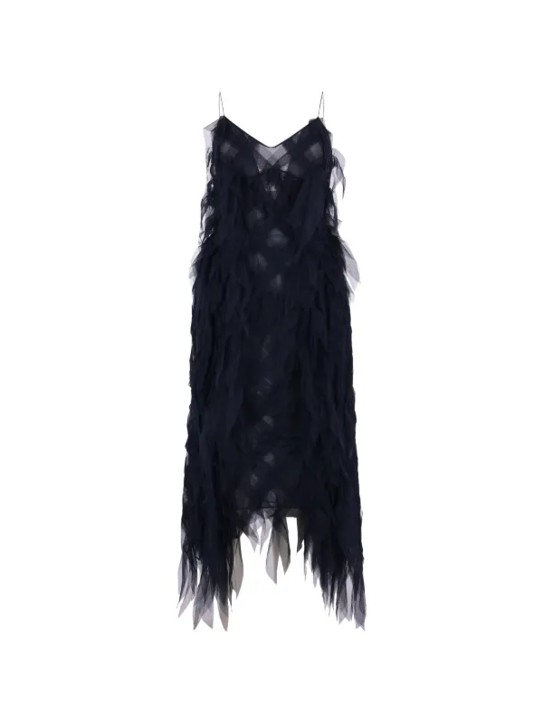 Pauline Dujancourt Mesh-layered Spaghetti-strap Dress in Blue