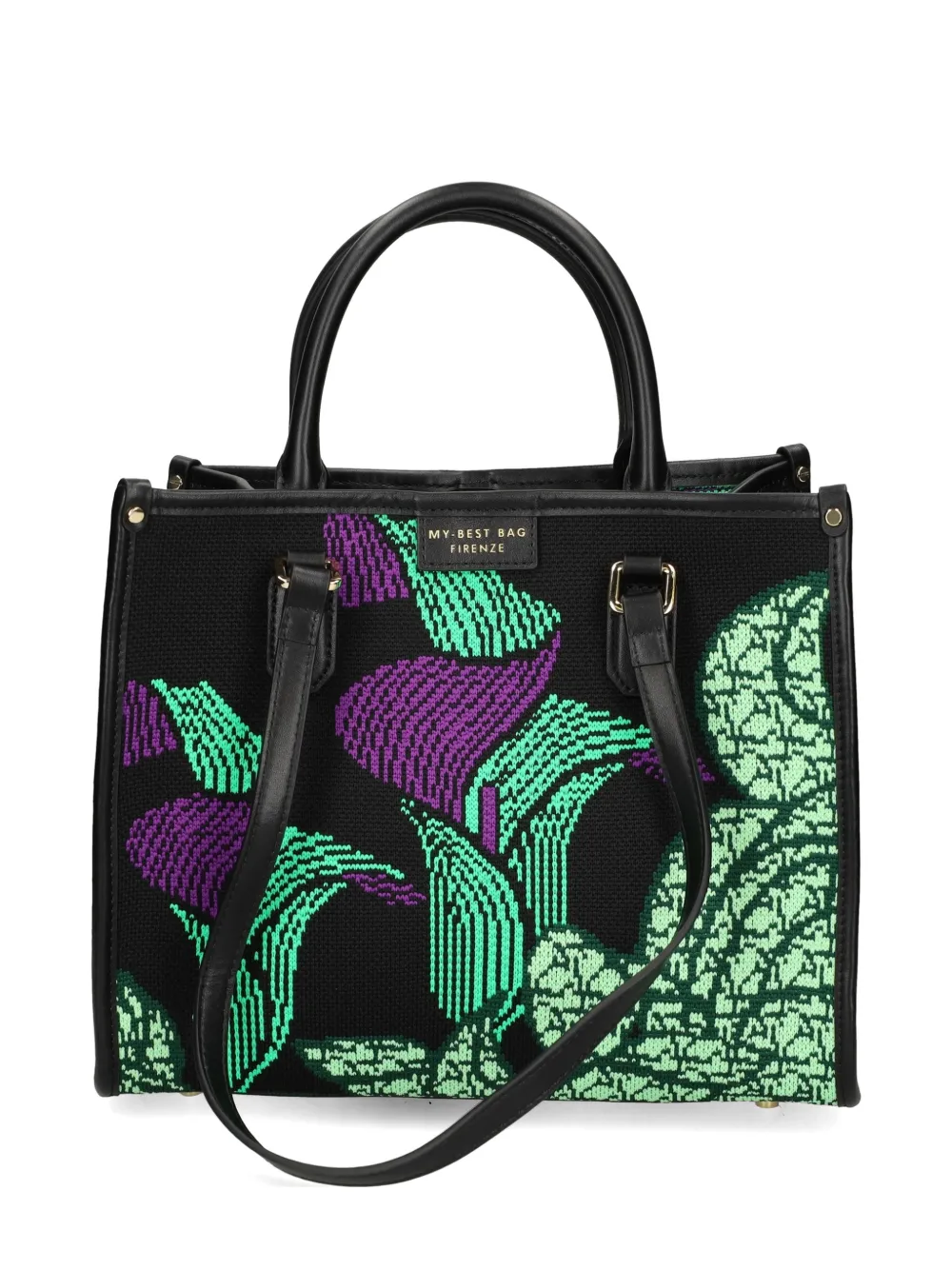 MY BEST BAG small Atena Biophila floral fabric tote bag - Nero