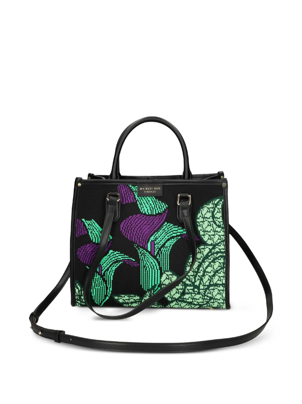 MY BEST BAG Atena Biophila kleine shopper met bloemenprint Zwart