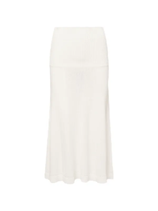 Veronica Beard Cazian Ribbed Knitted Skirt in White