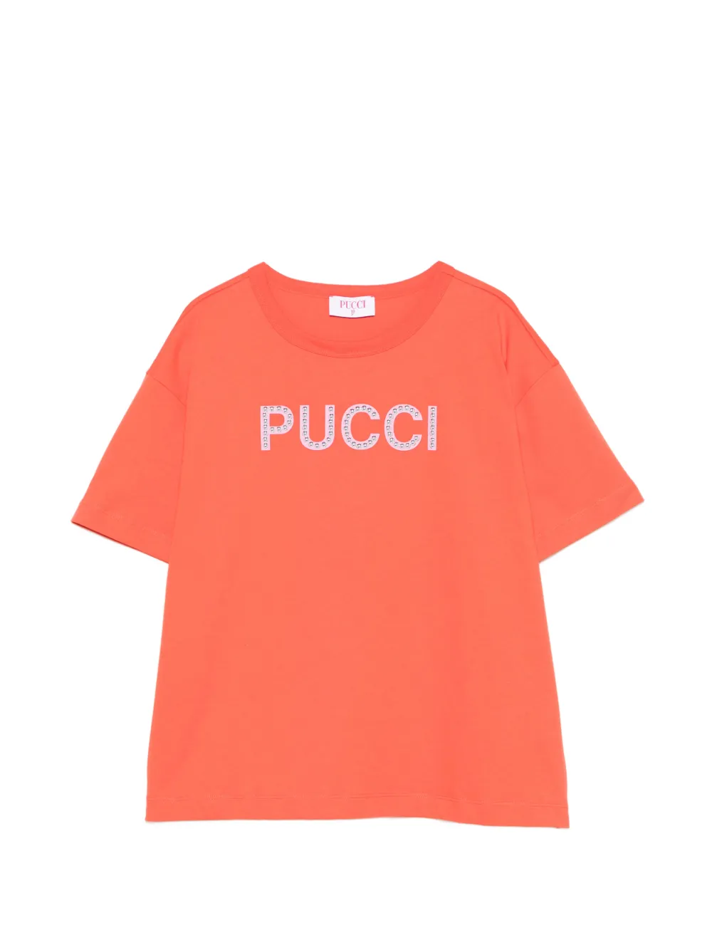 PUCCI Junior rhinestone-logo T-shirt - Rosso