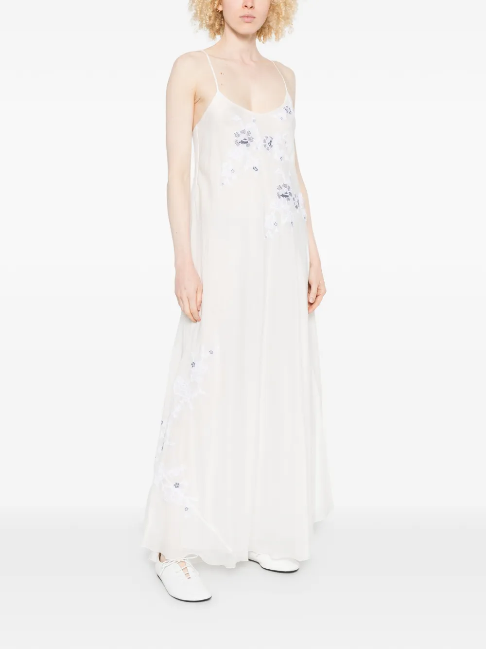 Ermanno Scervino Embroidered Slip Maxi Dress | White | FARFETCH