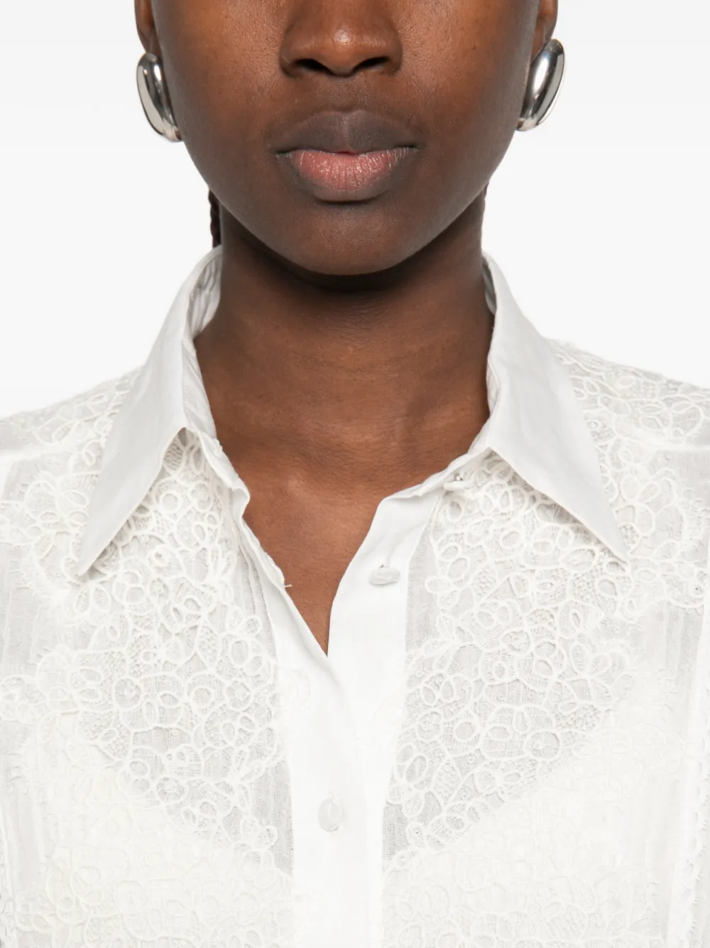 Ermanno Scervino blouse met detail van kant Wit